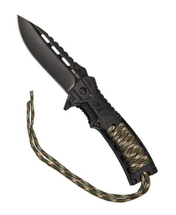 Kés Paracord Camo tűzgyújtóval és síppal
