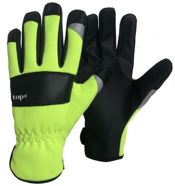TOP NEON VÉDŐKESZTYŰ, MŰBŐR TENYÉR, RUGALMAS FLUO SZÖVET KÉZHÁT, EXTRA ERŐSÍTETT